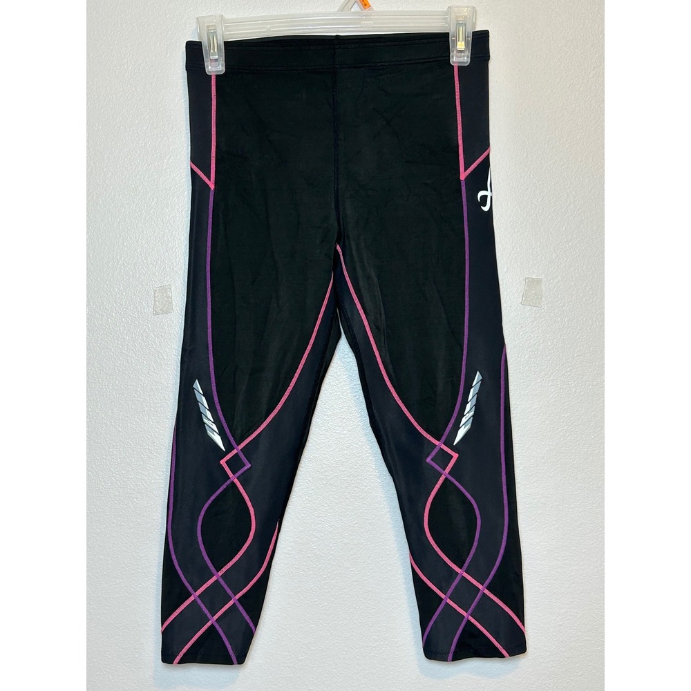 CW-X Women's Stabilyx 3/4 Capri Compression Tights pink purple large workout